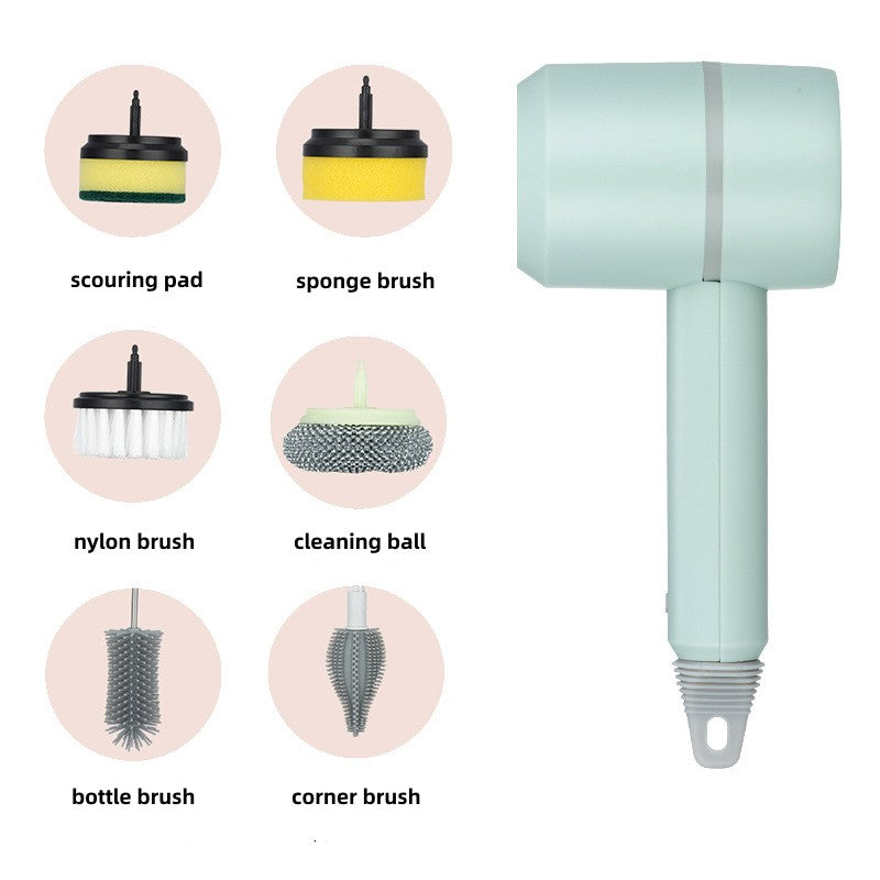 🌀 3-Speed Electric Cleaning Brush with 6 Replaceable Heads & USB Charging
