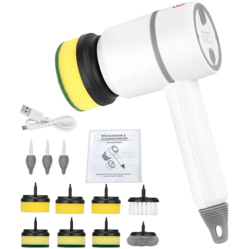 🌀 3-Speed Electric Cleaning Brush with 6 Replaceable Heads & USB Charging