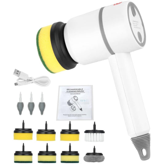🌀 3-Speed Electric Cleaning Brush with 6 Replaceable Heads & USB Charging