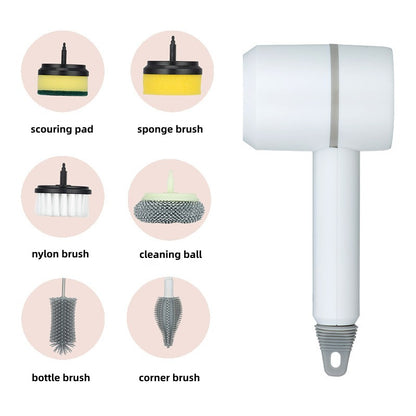 🌀 3-Speed Electric Cleaning Brush with 6 Replaceable Heads & USB Charging