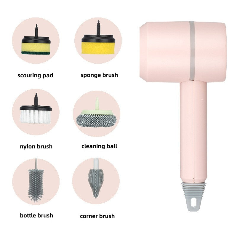 🌀 3-Speed Electric Cleaning Brush with 6 Replaceable Heads & USB Charging