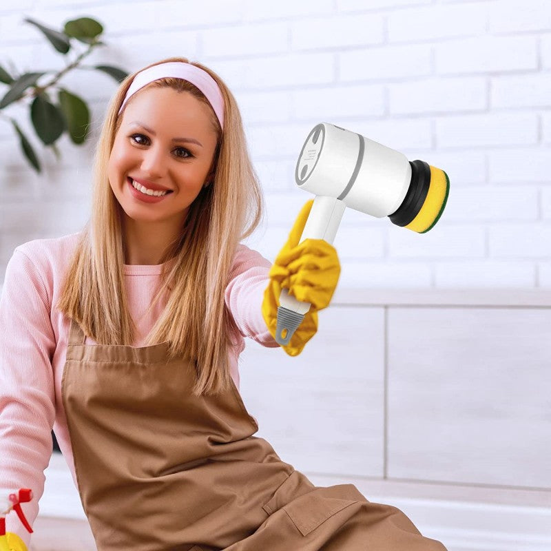 🌀 3-Speed Electric Cleaning Brush with 6 Replaceable Heads & USB Charging