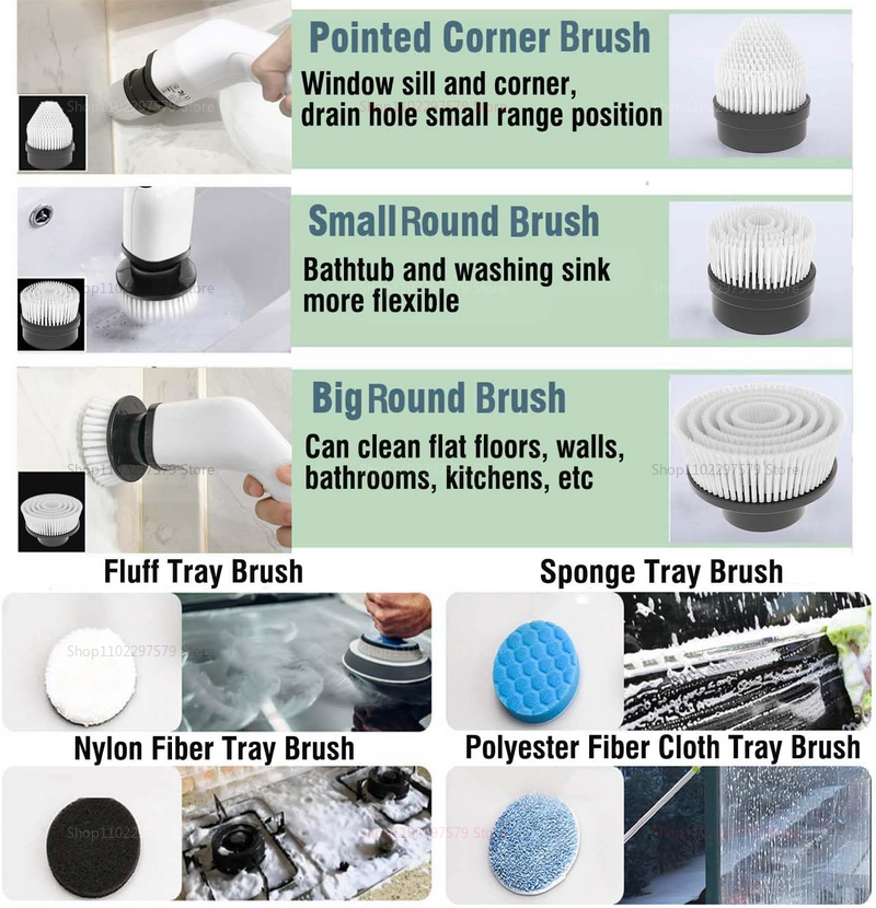 9-in-1 Electric Spin Cleaning Brush with LED Display