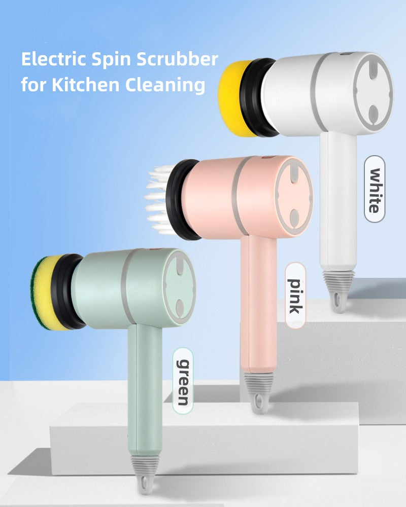 🌀 3-Speed Electric Cleaning Brush with 6 Replaceable Heads & USB Charging
