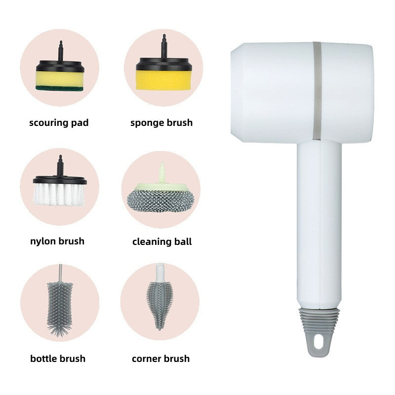 🌀 3-Speed Electric Cleaning Brush with 6 Replaceable Heads & USB Charging